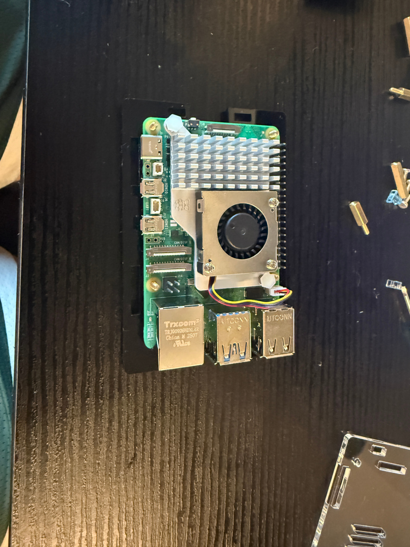 Raspberry Pi payment terminal with heatsink and cooling fan installed